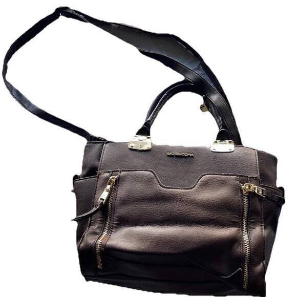 Big Buddha Brown Handbag Crossbody Dark Brown Purse Gold Tone Hardware - Picture 1 of 16